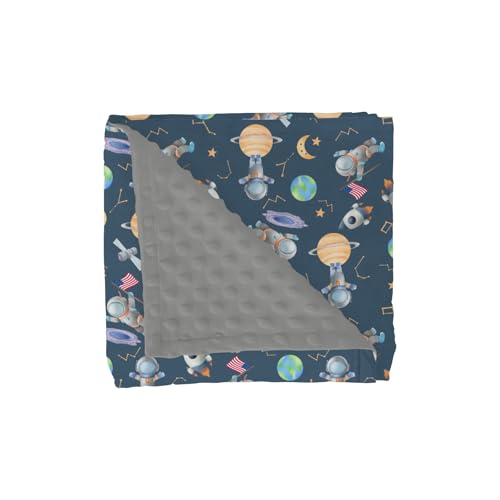 Soft Spaceman Baby Blanket with Dotted Backing
