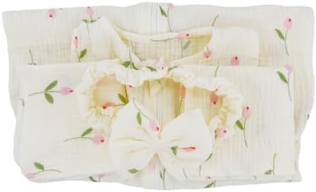 4 PCS Baby Girl Sleep Sack Set with Headband Burp Cloths