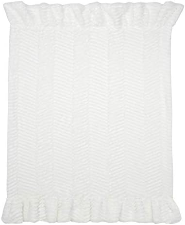 Lambs Ivy White Ruffled Chevron Baby Blanket 1