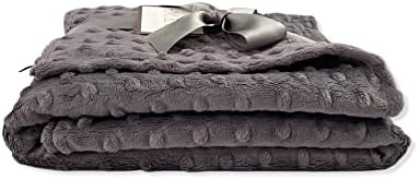 Charcoal Grey Minky Dot Baby Blanket 30x30