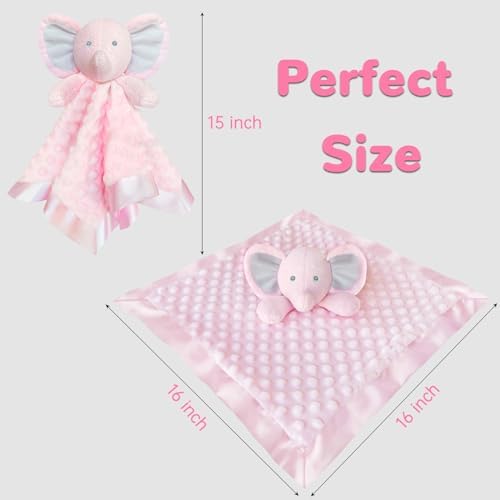 MOVEPAI Pink Elephant Security Blanket 16 Inch