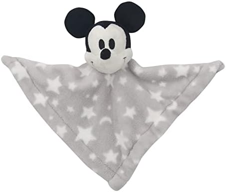 Lambs Ivy Disney Mickey Mouse Gray Stars Security Blanket