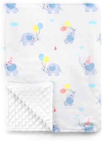 Soft Plush Baby Blanket 30x40 Grey with White Dotted Backing