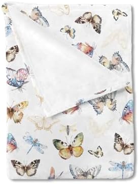 Boho Watercolor Butterfly Flannel Baby Blanket