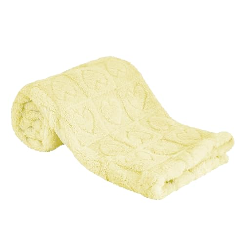 Yurhap Fleece Heart Checkered Baby Blanket 3040 Yellow