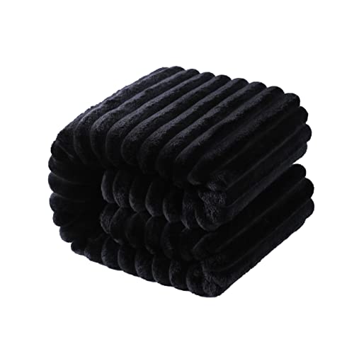 NTBAY Plush Flannel Toddler Blanket with Stripes 30x40 Inches Black