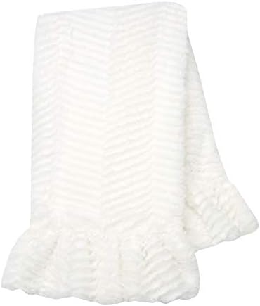 Lambs Ivy White Ruffled Chevron Baby Blanket 1