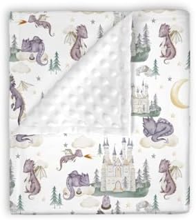 Mink Baby Blanket with Purple Dragon Design