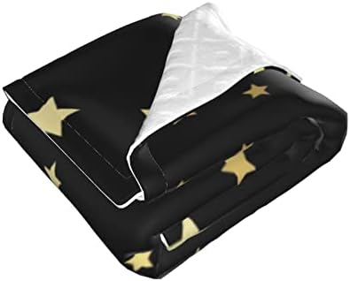 DKJlitter Baby Blanket Gold Stars on Black