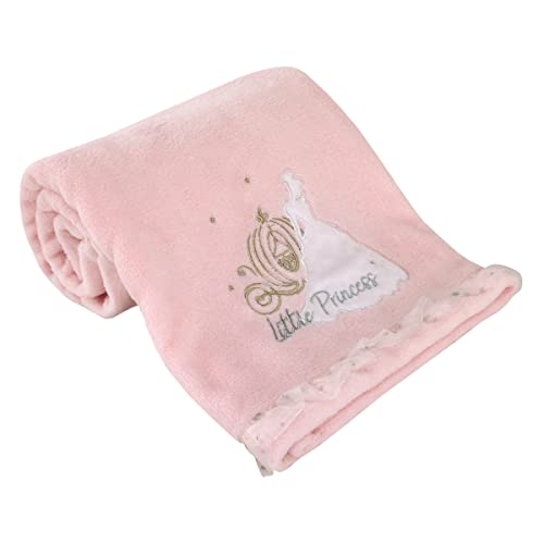 NoJo Disney Princess Enchanting Dreams Pink Blanket with Silver Trim