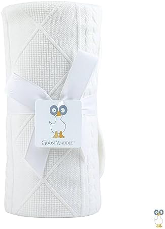 GooseWaddle Luxury Knit Baby Blanket 30x40 White