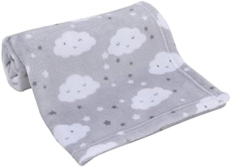 NoJo Super Soft Clouds Stars Plush Blanket Grey