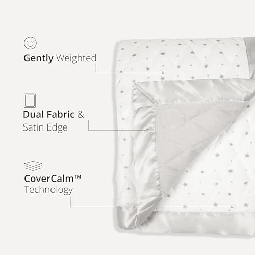 Dreamland Baby 4lb Weighted Blanket for Kids - White with Grey Stars