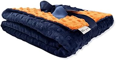 MEG ORIGINAL Minky Dot Baby Blanket Navy Blue Orange