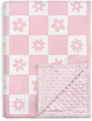 Daisy Minky Baby Blanket 30x40 Inches for Girls