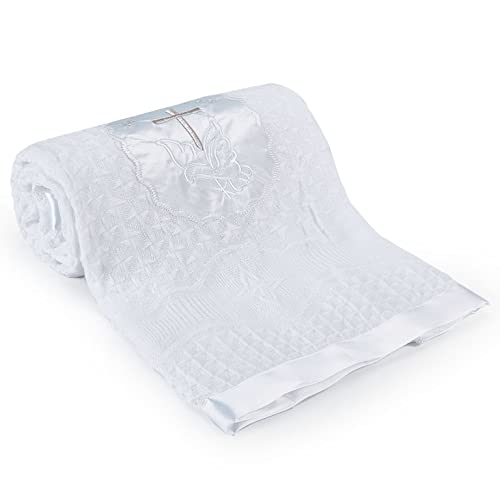 Booulfi Baby Blanket Cross Embroidered Satin Border 36x50