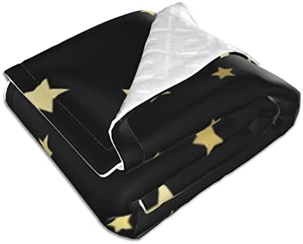 DKJlitter Baby Blanket Gold Stars on Black