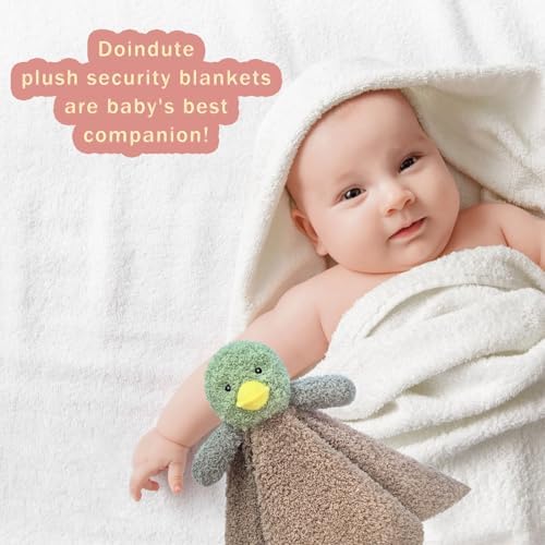 Doindute Baby Duck Security Blanket - 14 Inches Plush Green Stuffed Animal Lovey