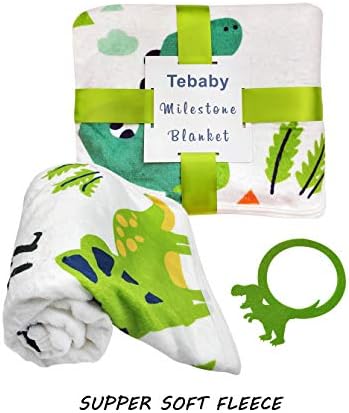 Tebaby Baby Milestone Blanket Dinosaur Neutral