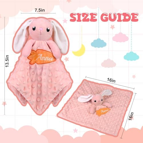 Personalized Baby Security Blanket with Name and Bunny Design
