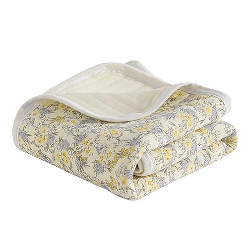 NTBAY Jersey Cotton Quilted Toddler Blanket 30x40 Inches Purple Floral