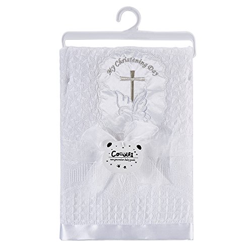 Booulfi Baby Blanket Cross Embroidered Satin Border 36x50