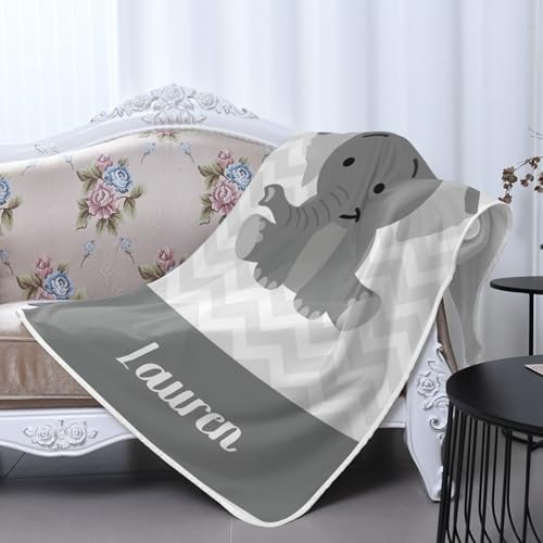 Deven Cute Grey Elephant Cooling Blanket for Toddler Nursery Bed