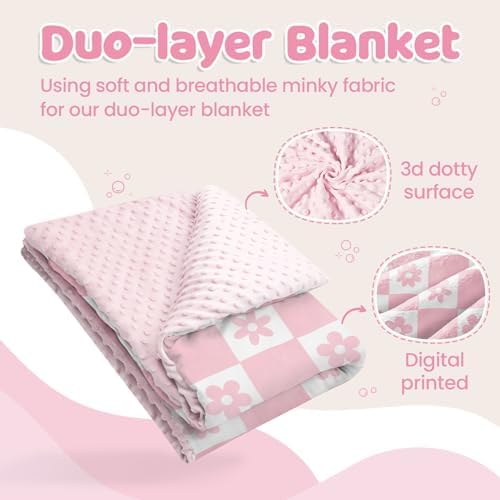 Daisy Minky Baby Blanket 30x40 Inches for Girls