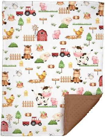 Locobird Farm Animals Baby Blanket 30x40 Inches Minky Crib Cover