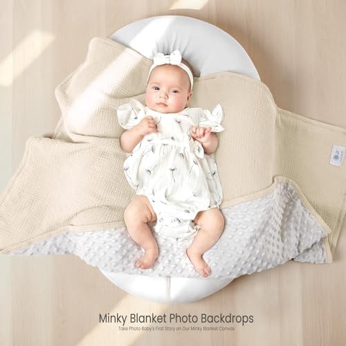 Lulumoon Baby Blanket - Minky Dot Muslin 30x40 Ivory