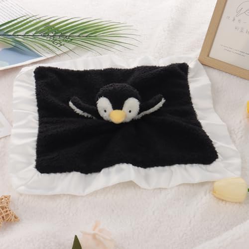 Apricot Lamb Plush Security Blanket Black Penguin 14 Inches