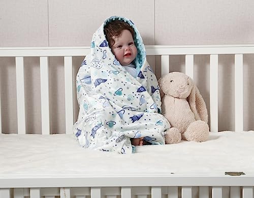 CREVENT Minky Baby Blanket 30x40 Inches Soft Plush Receiving Blanket