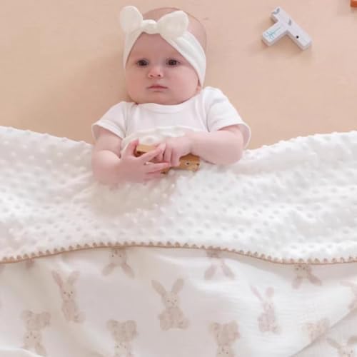 Gunnaicat 40x40 Baby Blanket Double Layer with Dotted Backing