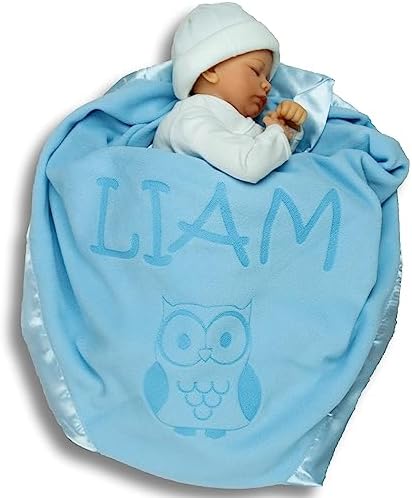 Custom Catch Personalized Owl Baby Blanket for Boy