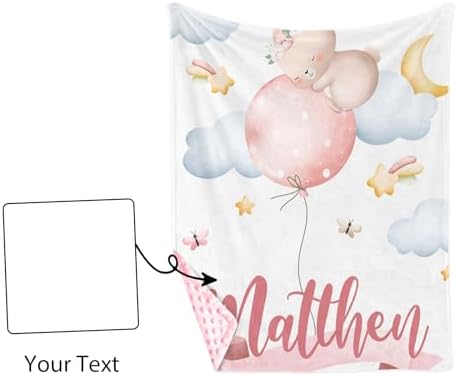Personalized Baby Blanket with Name Lunar Bunny Design 1