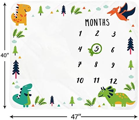 Tebaby Baby Milestone Blanket Dinosaur Neutral