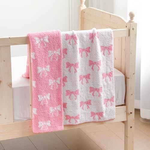 30x40 Pink Bow Microfiber Baby Blanket