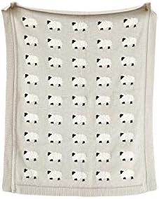 Creative Co-Op Grey Cotton Knit Sheep Blanket