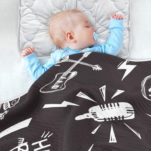 Pigsaly Rock Roll Lightnings Skull Baby Blanket 30x40in