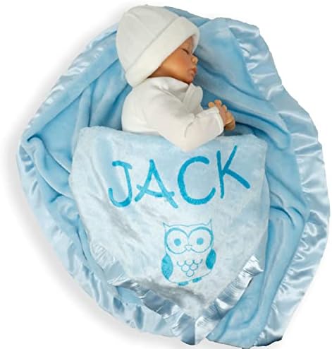 Custom Catch Personalized Owl Baby Blanket for Boy