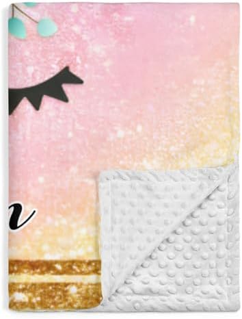 Personalized Baby Blanket with Name - Unicorn Rainbow Design