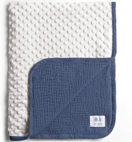 Lulumoon Baby Blanket - Minky Dot Muslin 30x40