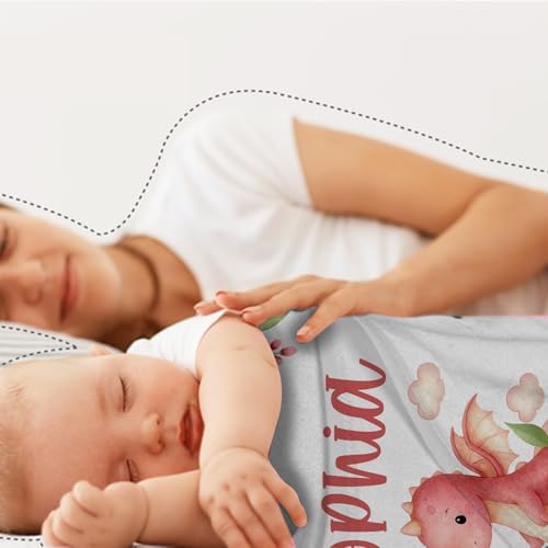 Zocoshi Personalized Pink Dragon Baby Blanket