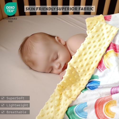 VivaCozy Baby Blanket Rainbow Crayon Yellow Double Layer 30x40 Inch