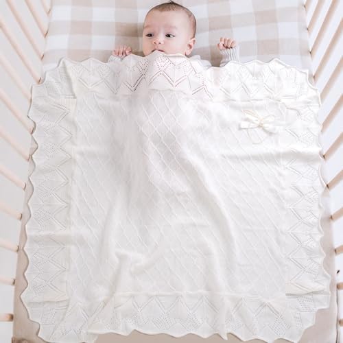 Booulfi Soft Cotton White Baby Blanket 38x39