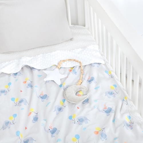 Soft Plush Baby Blanket 30x40 Grey with White Dotted Backing