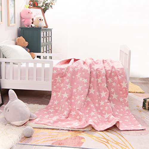 NTBAY 3 Layer Muslin Blanket 45x60 Inches Reversible Crib Blanket for Baby