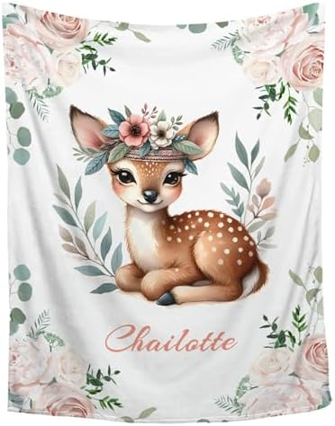 Aniruddha Personalized Deer Baby Blanket Toddler Size 30x40