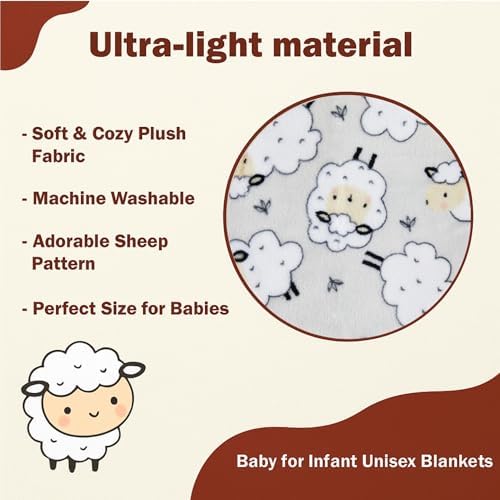 Gray Sheep Plush Baby Blanket Soft and Cozy for Newborns