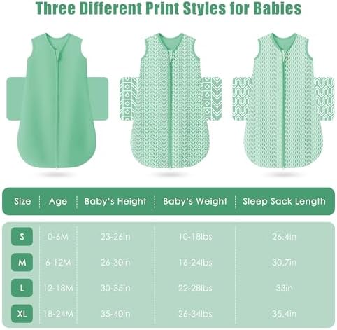 SWEET DOLPHIN 18-24M Sleep Sack 3-Pack Green Cotton